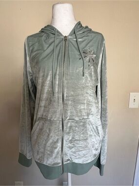 Disney Her Universe Frozen Elsa Velour Full Zip Hoodie Light Green Medium